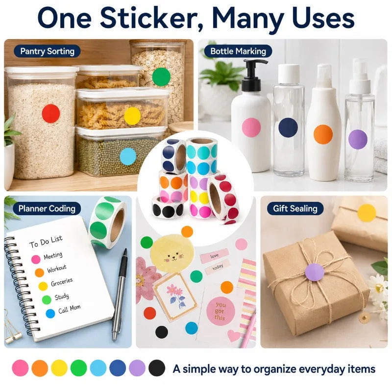 25mm Round Dot Label Stickers Roll | Color Coding & Sorting Color Coding Stickers QXL