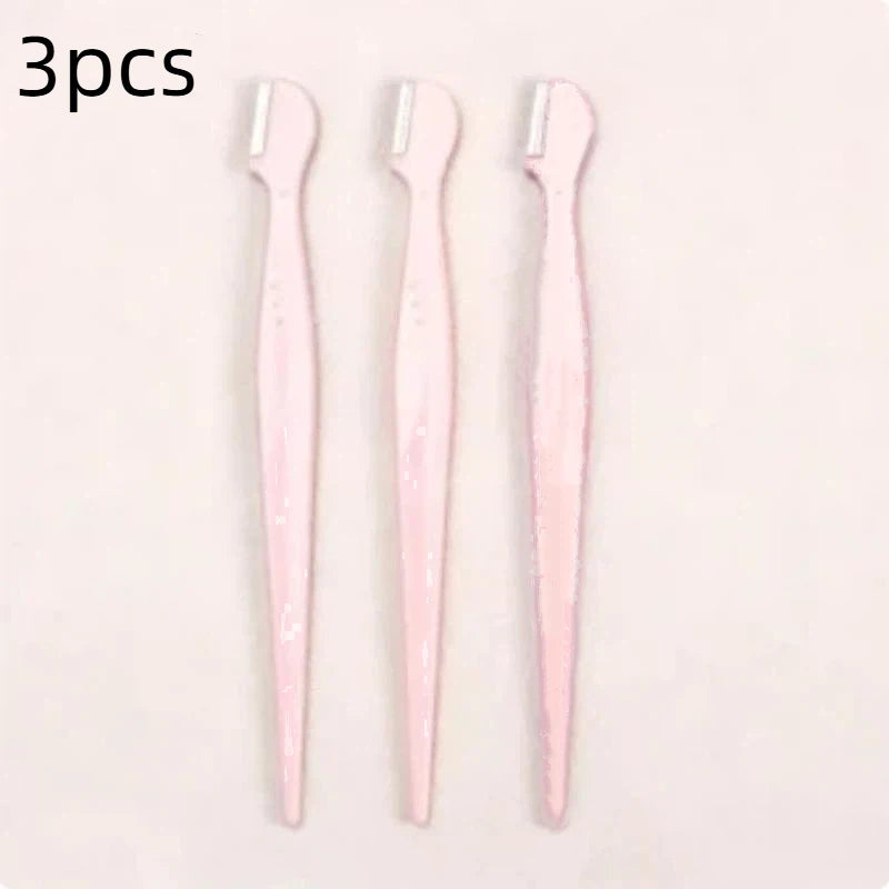 Precision Round Head Eyebrow Trimmers | Stainless Steel 2/3/5-Pack Eyebrow Trimmer QXL 3pcs Light pink