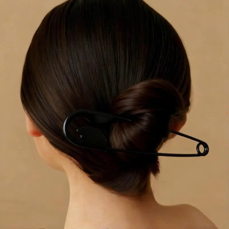 Safety Pin Hair Claw Clip | Large Metal Barrette for Thick Hair Hair Claw Clip QXL Black