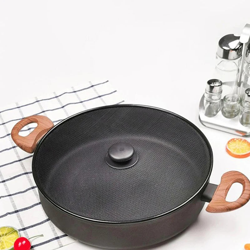 Black Fine Mesh Splatter Screen | Frying Pan Oil Guard Splatter Screen QXL