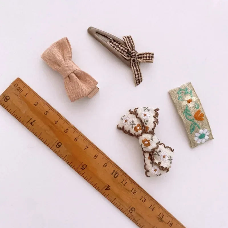 8-Pack Fabric Bow BB Hair Clips for Girls | Korean Barrettes Kids Hair Clips QXL