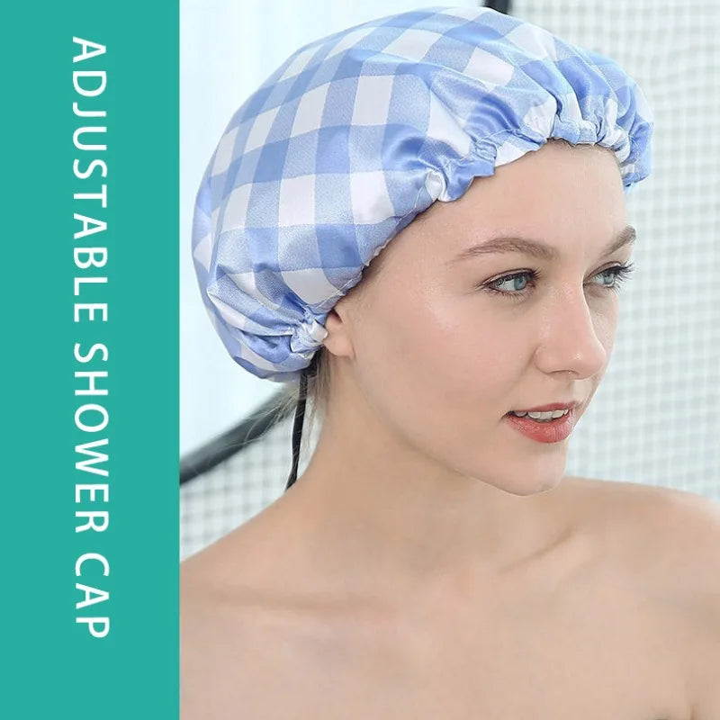 Extra Large Reusable Shower Cap | Double Layer PEVA Waterproof Shower Cap QXL