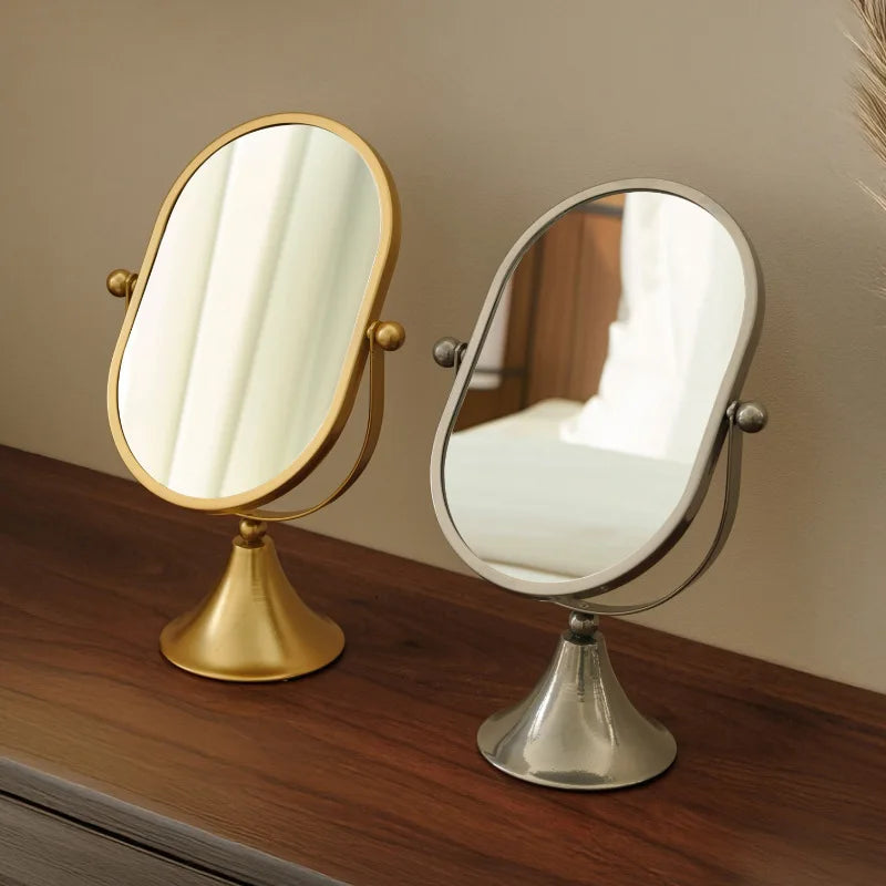 Retro Wrought Iron Standing Vanity Mirror | Minimalist Desk Standing Vanity Mirror QXL