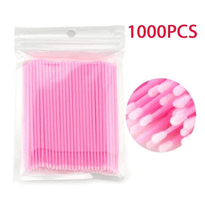 500/1000-Pack Disposable Eyelash Extension Microbrushes Lash Extension Brushes QXL M94 1000PCS Pink