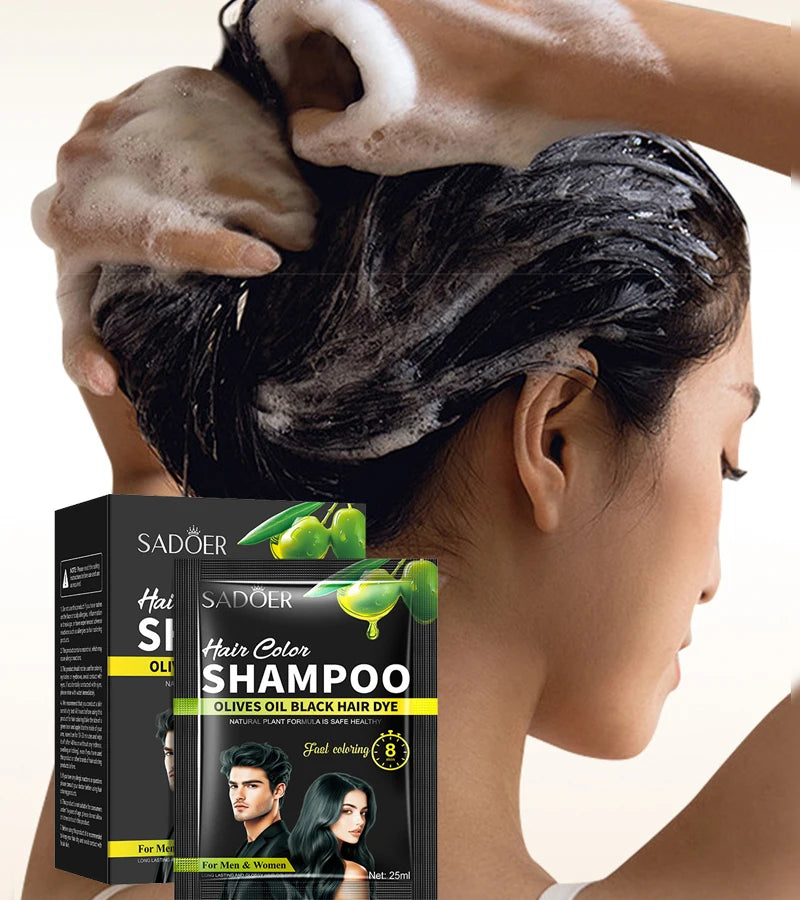 10-Pack 4-in-1 Black Hair Color Shampoo | 15-Min Herbal Formula Hair Color Shampoo QXL