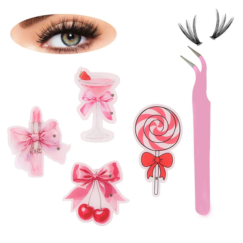 Pink Acrylic Lash Extension Tray & Magnetic Tweezers Holder Lash Extension Tray QXL