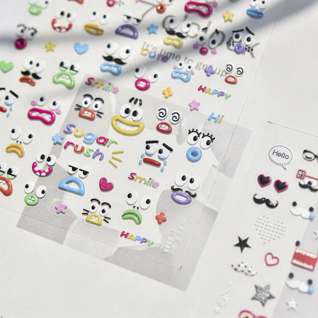 5D Cartoon Emoji Nail Art Stickers | Self-Adhesive DIY Decals Nail Art Stickers QXL
