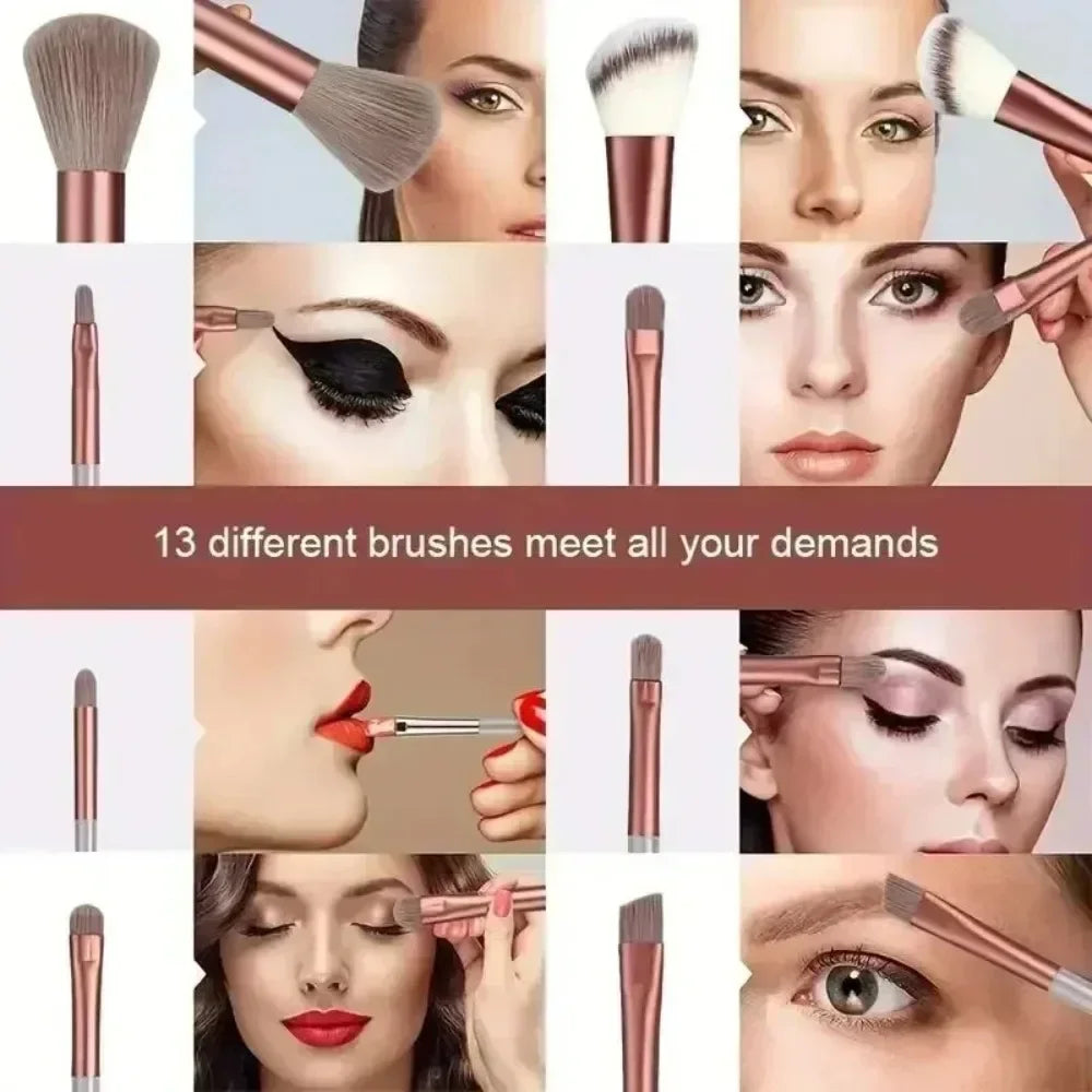 13-Pc Soft Fluffy Makeup Brush Set | Foundation & Blending Makeup Brush Set QXL
