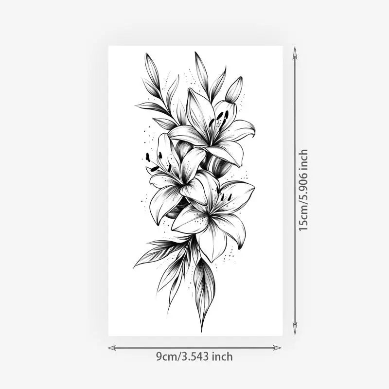 Flower Temporary Tattoo Sticker | Waterproof, Lasts 15 Days Temporary Tattoo Sticker QXL
