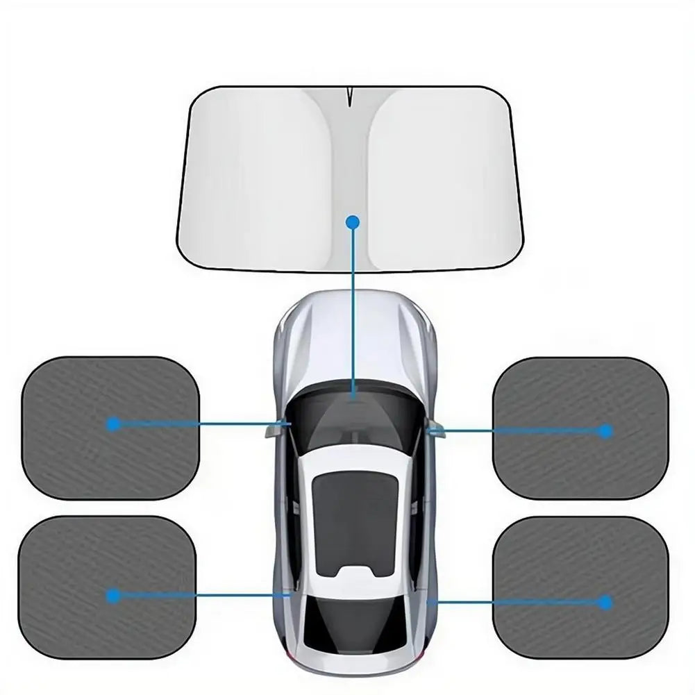 Foldable Car Windshield Sunshade | Titanium Silver UV Shield Car Windshield Sunshade QXL