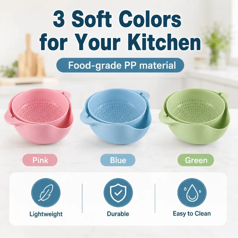 2-Layer Flip Colander Bowl | Kitchen Drain Basket Kitchen Colander Bowl QXL