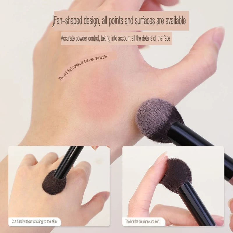 Fan-Shaped Goat Hair Blush & Highlighter Makeup Brush Makeup Brush QXL