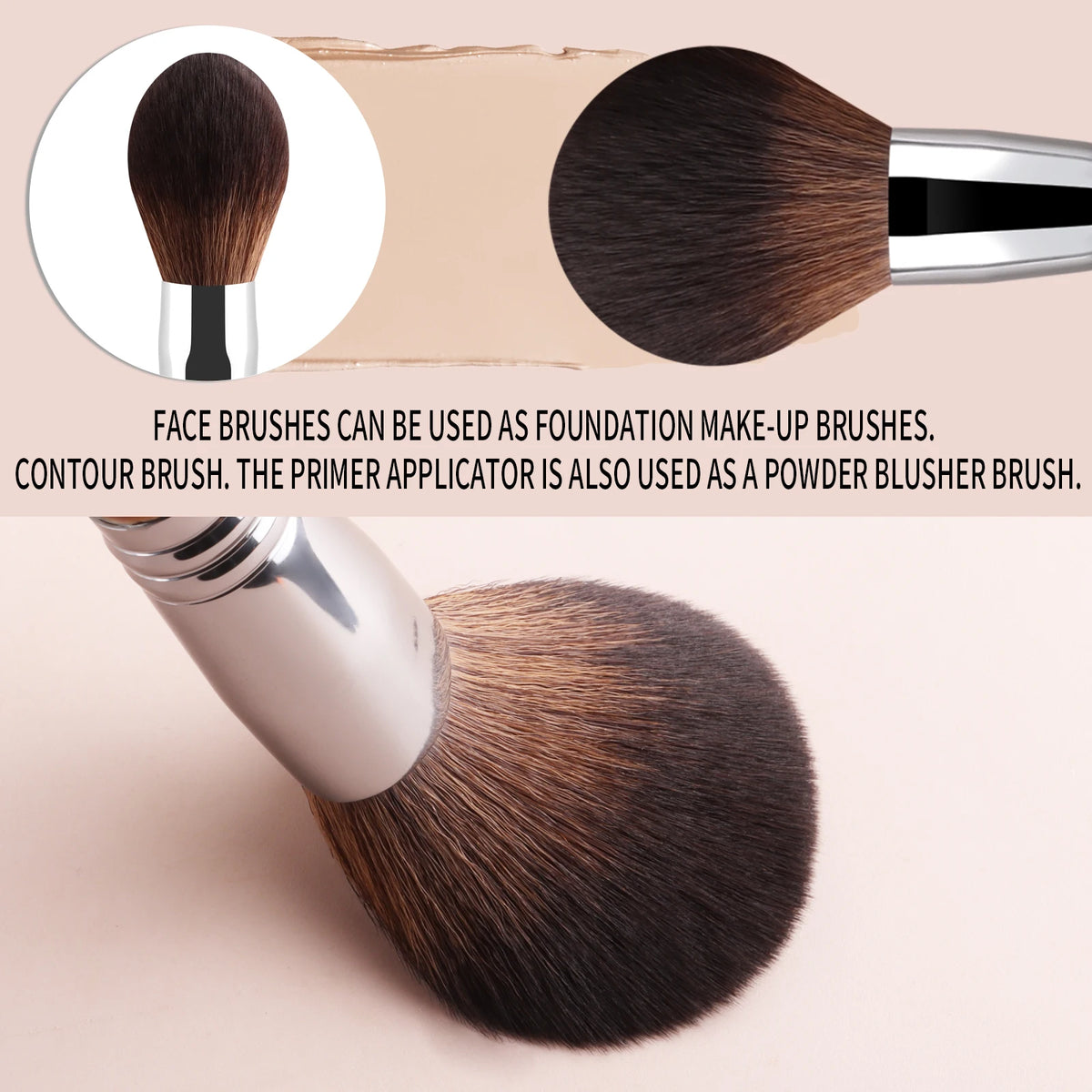 Ronshadow 8-Pc Makeup Brush Set | Wood Handle & Nylon Makeup Brush Set QXL