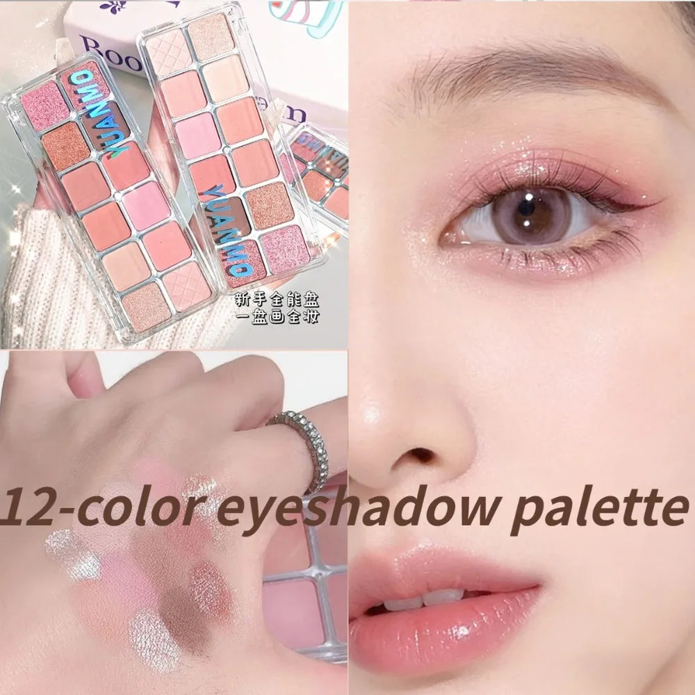 12-Color Glitter Eyeshadow Palette – Shimmer, Matte & Sparkle Eyeshadow Palette QXL