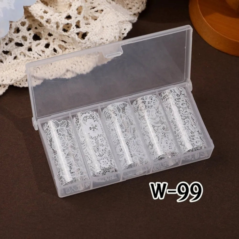 Lace Holographic Nail Foil Stickers | Laser Black & White Art Nail Foil Stickers QXL 1