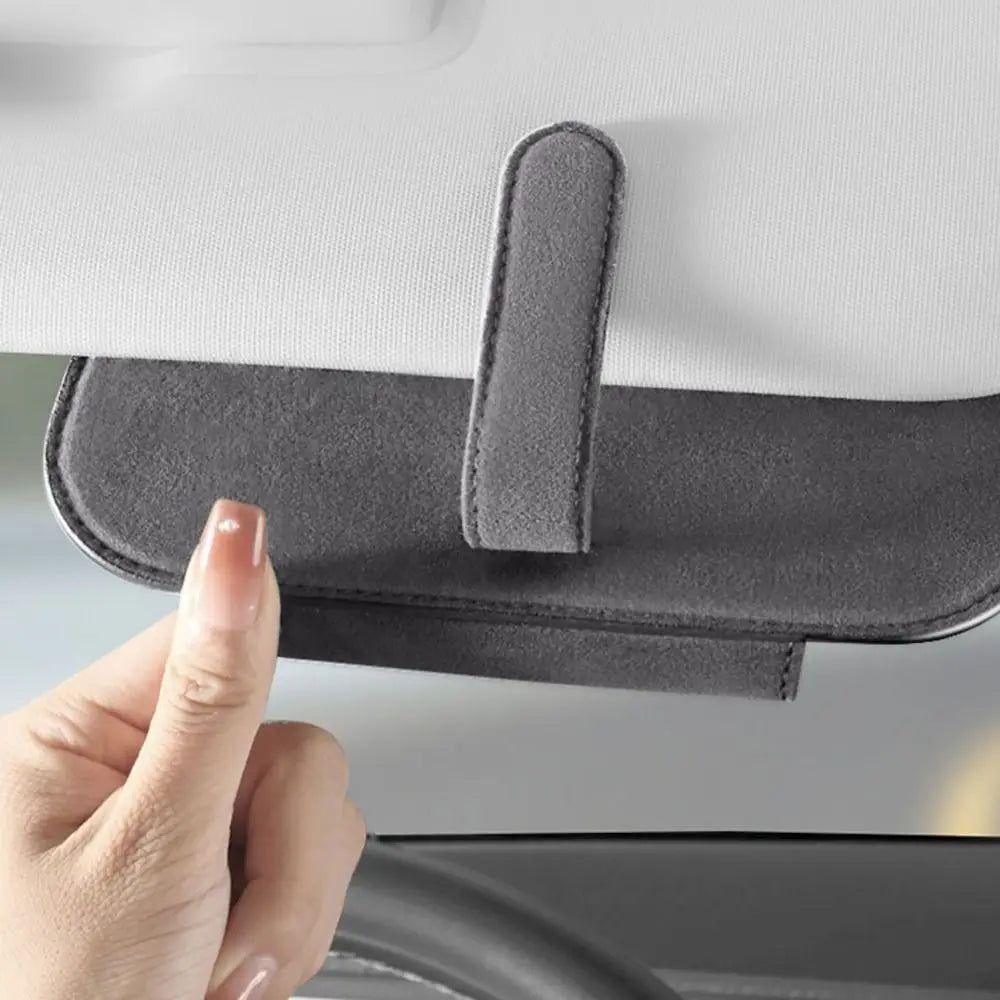 Car Sun Visor Sunglasses Holder | Cowhide Leather Storage Clip Visor Glasses Holder QXL