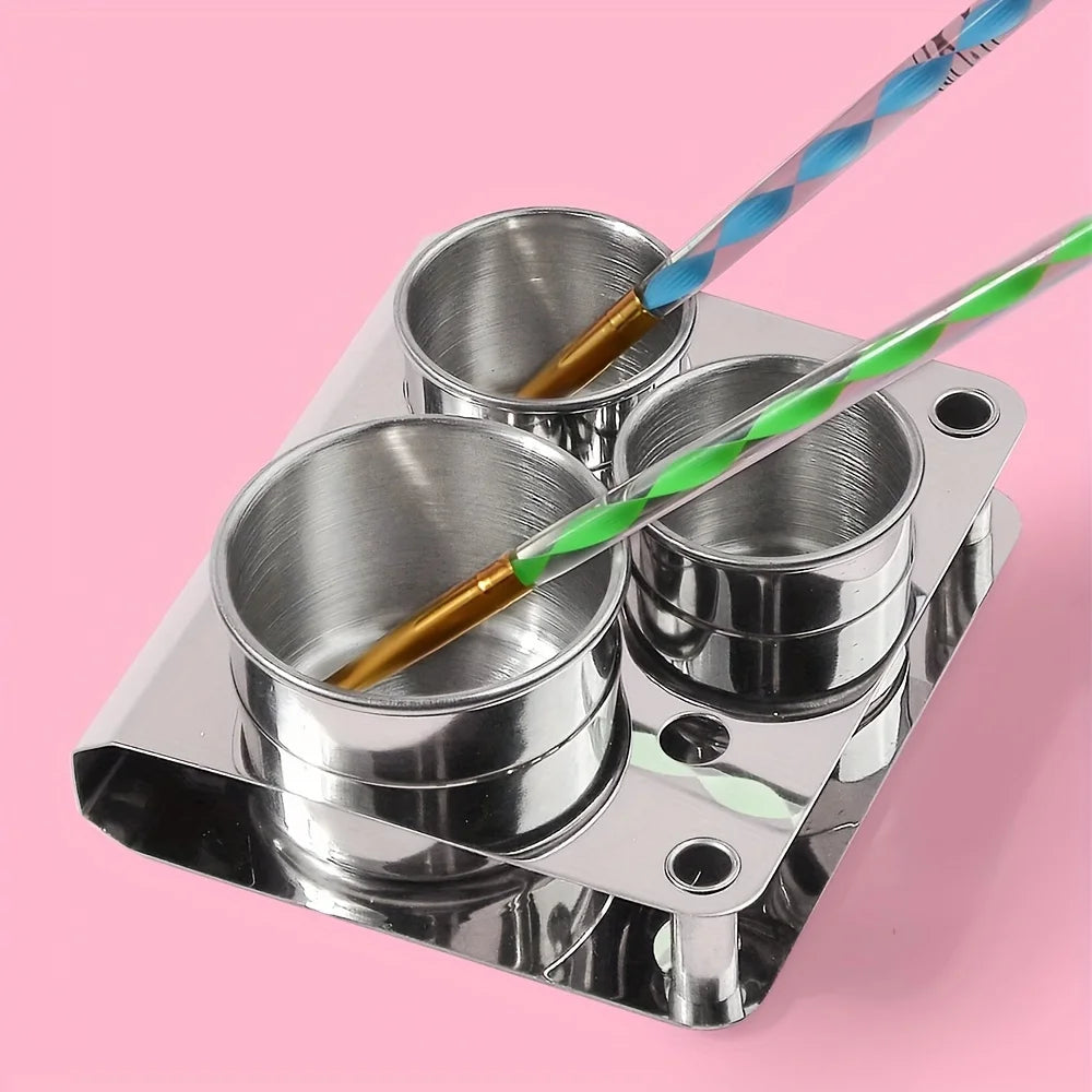 3-Pc Stainless Steel Dappen Dish Set | Nail Art Liquid Cups Nail Art Container Set QXL