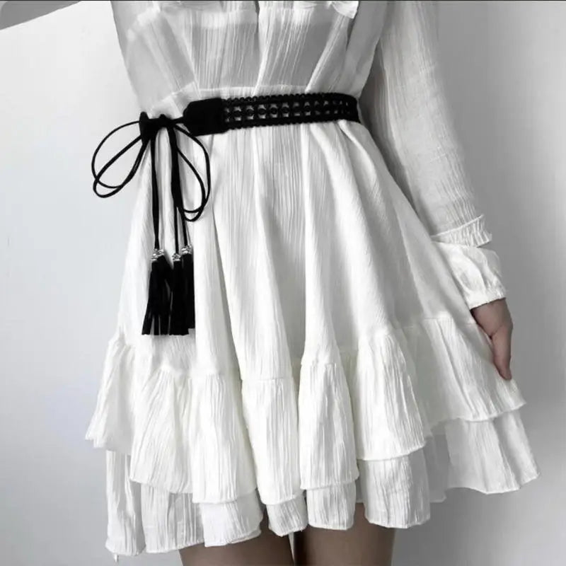 Bohemian Lace Tassel Waist Belt for Women | Faux Suede Tie Tassel Waist Belt QXL