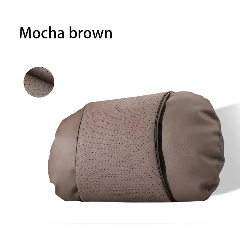 Nappa Leather Car Neck Pillow & Lumbar Cushion | 1 or 2 Pack Car Seat Cushion QXL D style headrest