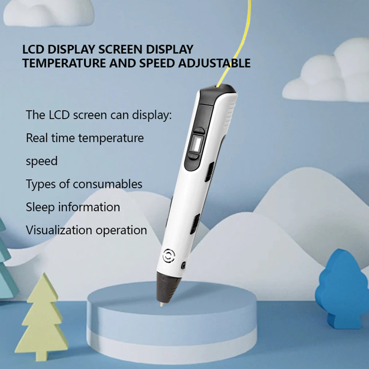 3D Printing Pen for Kids | LCD Screen + 9M PLA Filament 3D Drawing Pen QXL