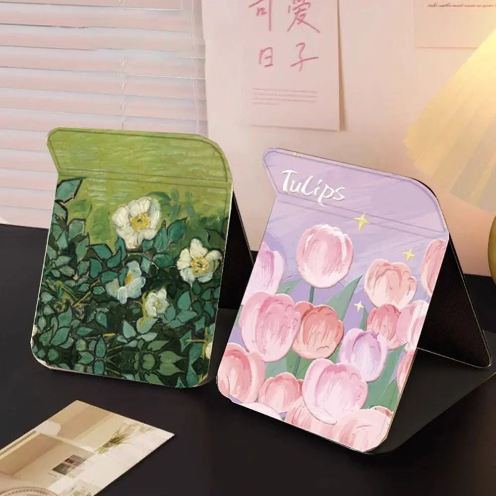 Folding Floral Desktop Makeup Mirror | Flip-Top Compact Desktop Makeup Mirror QXL