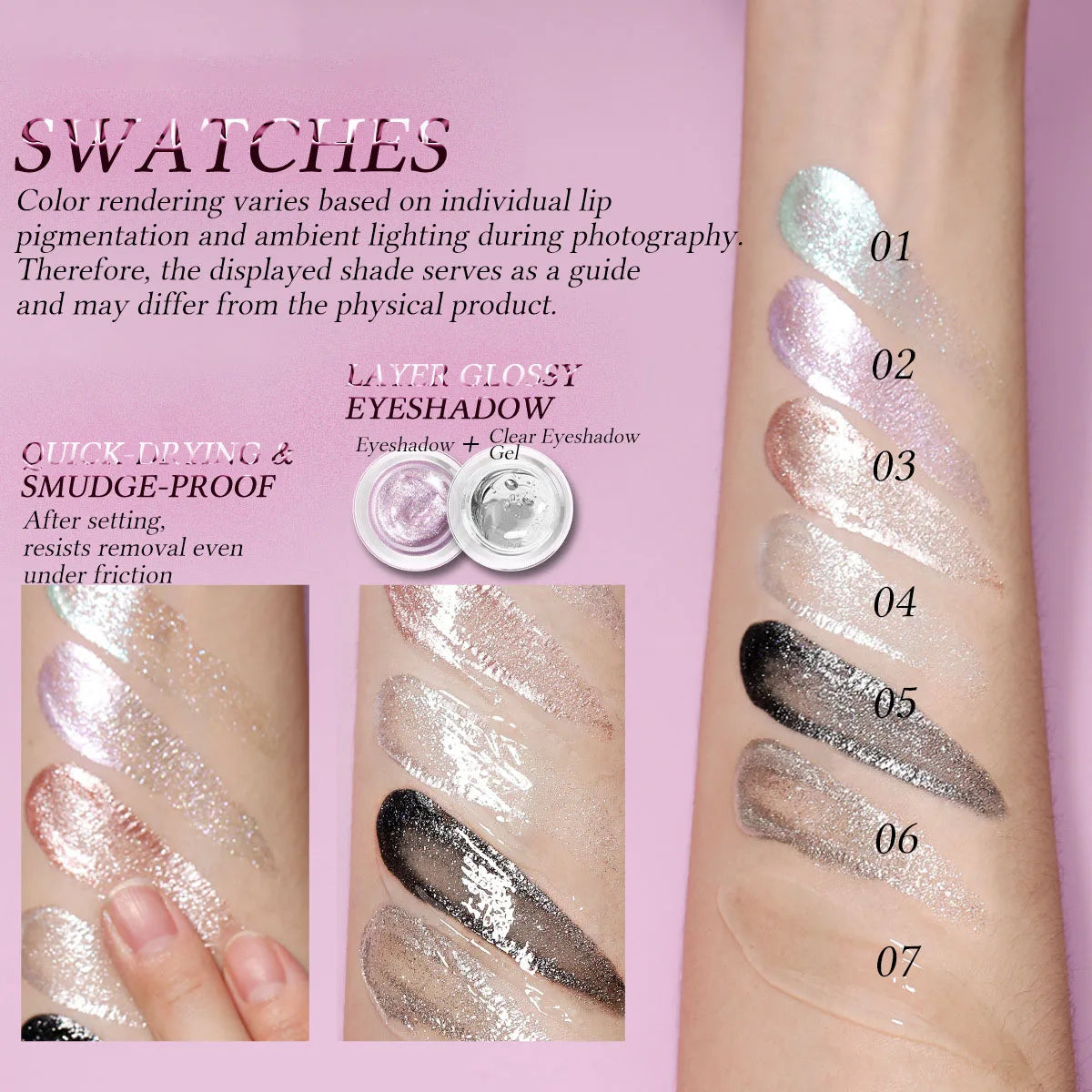 2-Pack Liquid Glitter Eyeshadow | 7 Shades Shimmer Gel Liquid Glitter Eyeshadow QXL