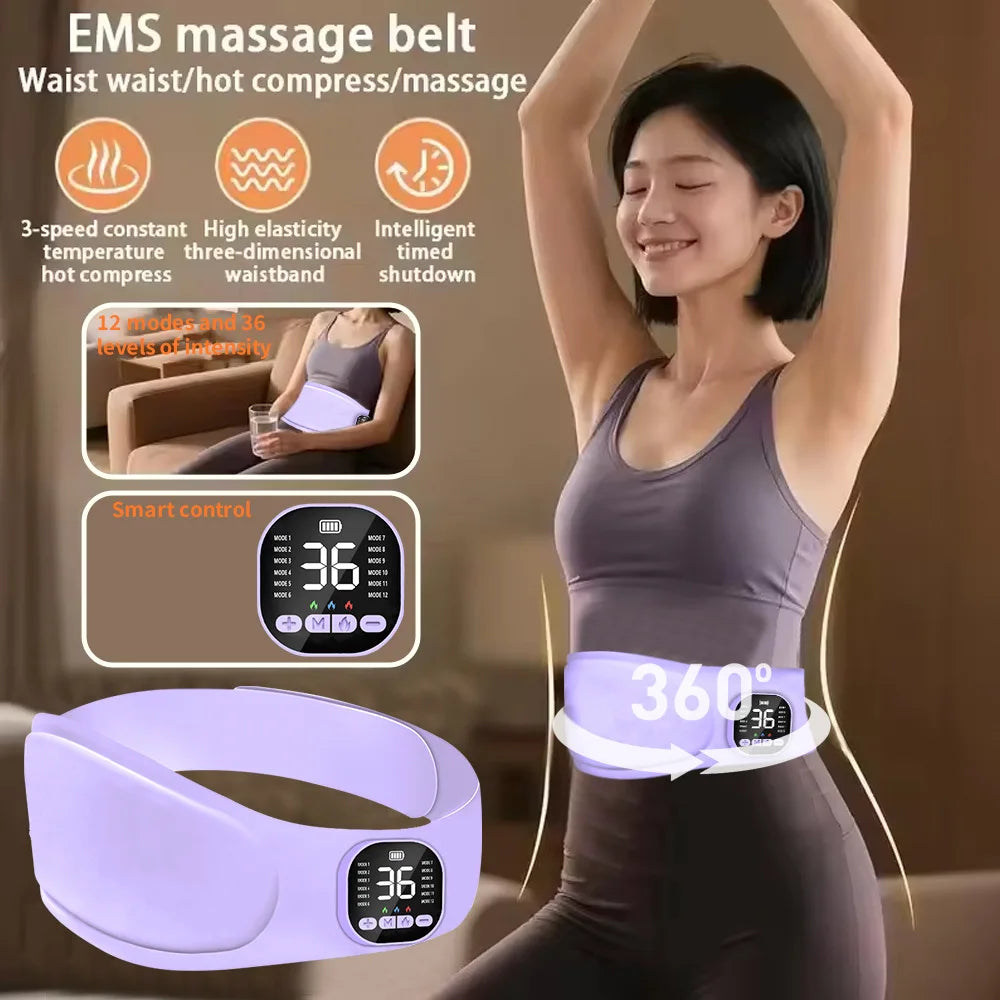 Portable EMS Heating Waist Massager Belt | Belly & Back EMS Waist Massager QXL