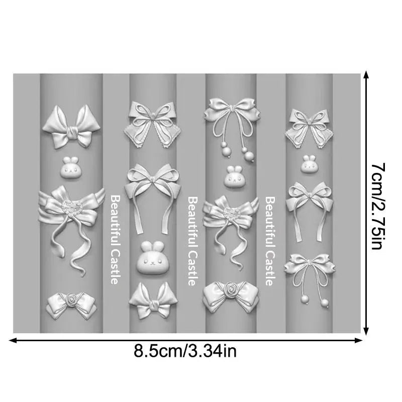 3D Rabbit & Bow Silicone Nail Art Mold | Gel Acrylic Mold Silicone Nail Mold QXL