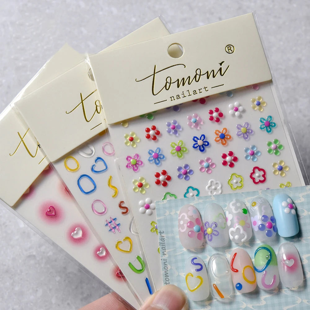 5D Embossed Flower & Butterfly Nail Stickers | Self-Adhesive Nail Art Stickers QXL