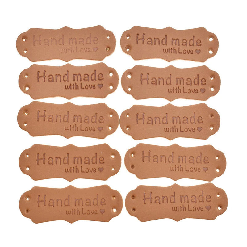 50-Pack PU Leather "Handmade With Love" Sewing Labels Garment Sewing Labels QXL