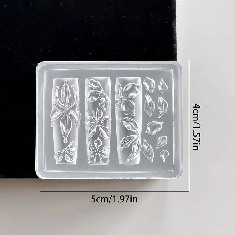 3D Silicone Nail Art Mold – Bowknot Bead Chain Ribbon Design Nail Art Mold QXL A