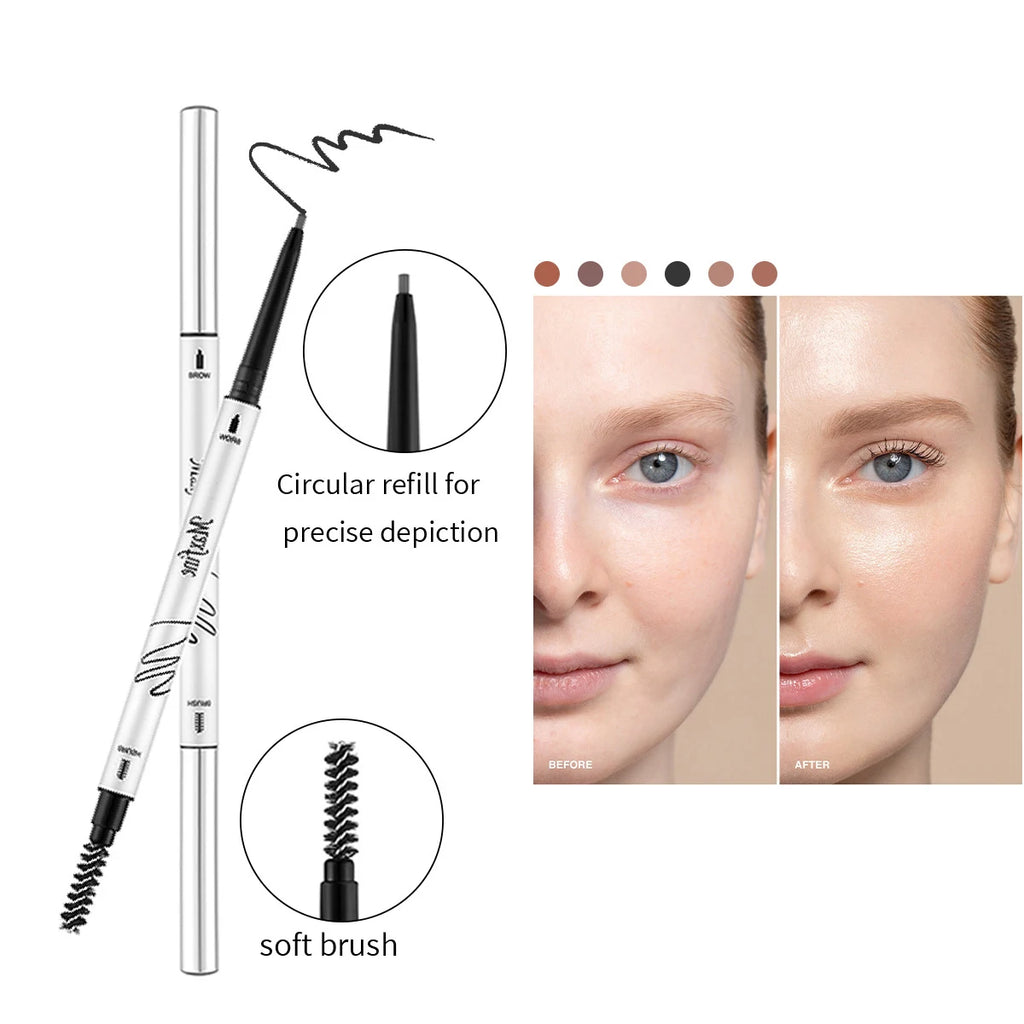 MAXFINE Double-Head Waterproof Eyebrow Pencil | High Pigment Eyebrow Pencil QXL