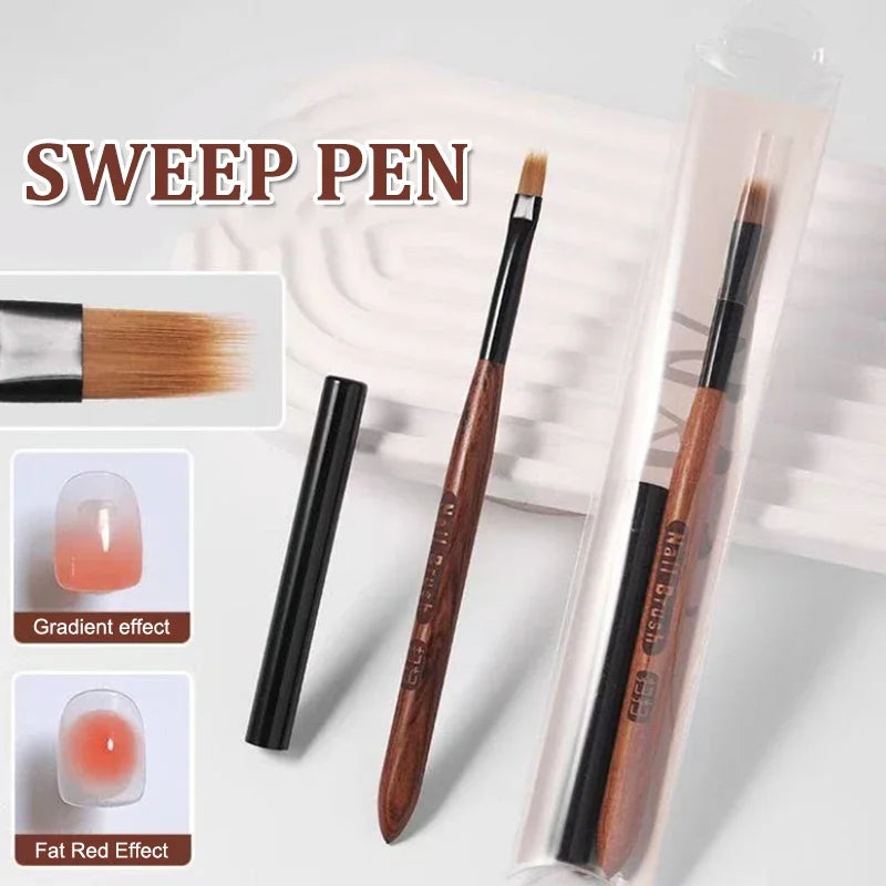 Sandalwood Nail Art Ombre Brush | UV Gel Detail Painting Pen Nail Art Brush QXL