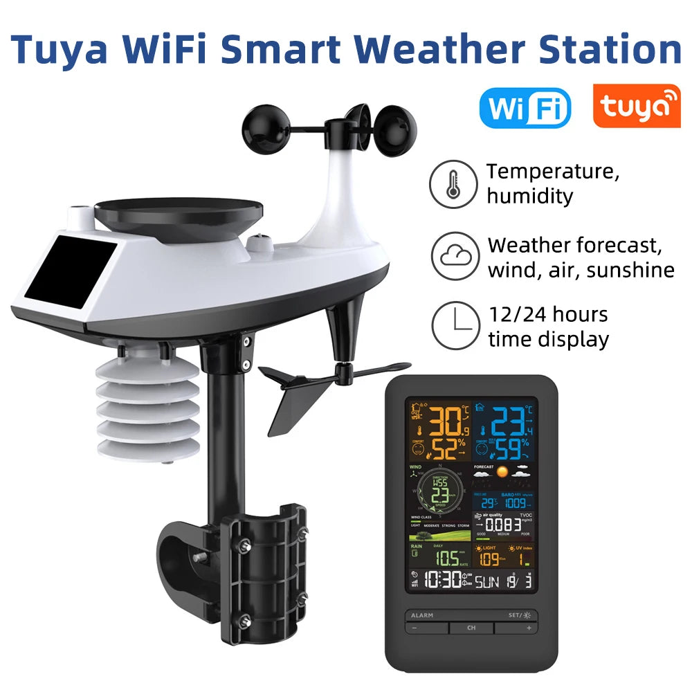 Tuya WiFi Smart Weather Station | Color Screen Digital Clock Smart Weather Station QXL
