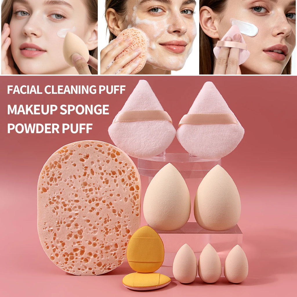 KOSSHOW 10-Pc Makeup Sponge & Powder Puff Set | All-in-One Kit Makeup Sponge Set QXL MULTICOLOR