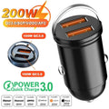 200W PD QC Mini Pull-Ring Car Charger | USB-C Fast Charging Car Phone Charger QXL 200W 2 USB