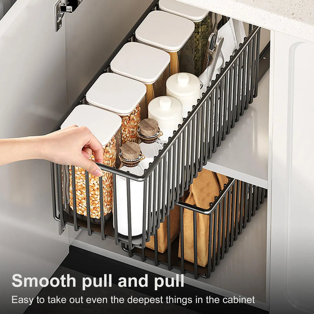 Metal Pull-Out Under Sink Organizer | Cabinet Storage Basket Cabinet Pull-Out Organizer QXL
