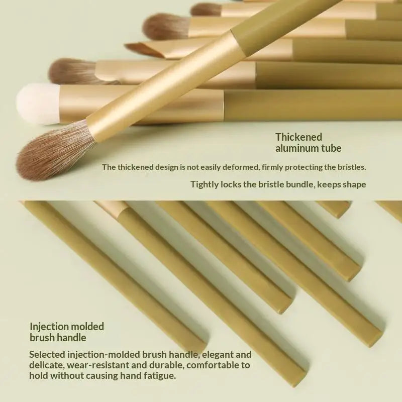 7/8-Pc Avocado Green Eye Makeup Brush Set + PU Case Eye Makeup Brush Set QXL