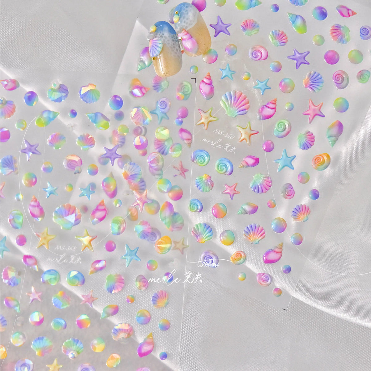 5D Ocean Nail Art Stickers | Starfish & Shell Decals Nail Art Stickers QXL