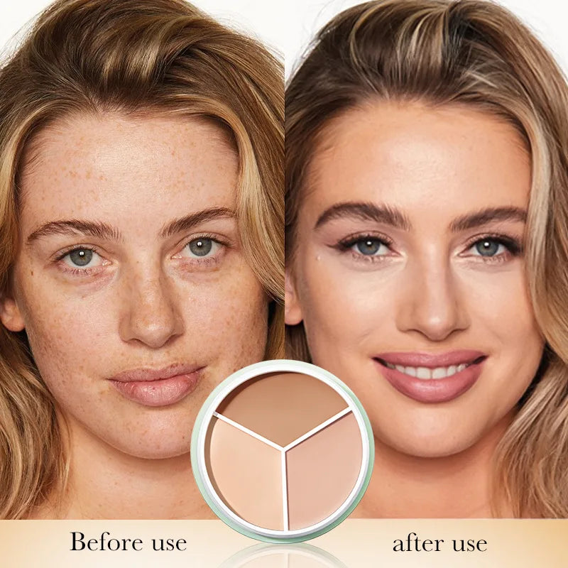 SADOER Tri-Color Contour & Brighten Concealer Cream | Matte Concealer Cream QXL