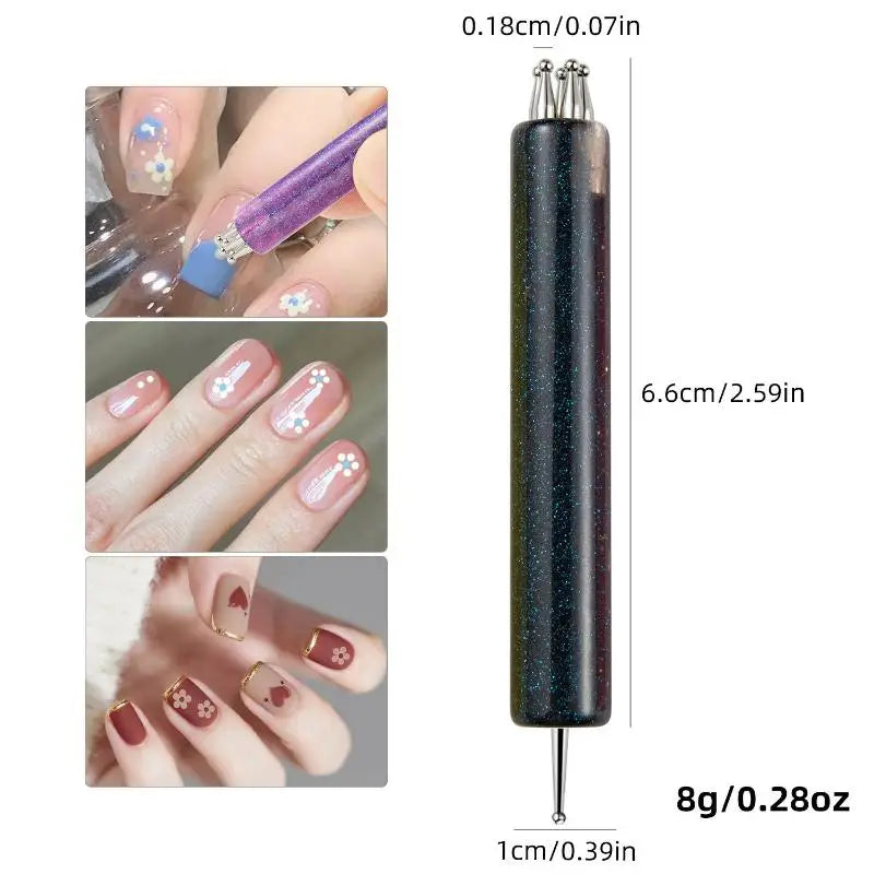 Double-End 5-Petal Flower Nail Dotting Pen | DIY Nail Art Nail Dotting Pen QXL Black