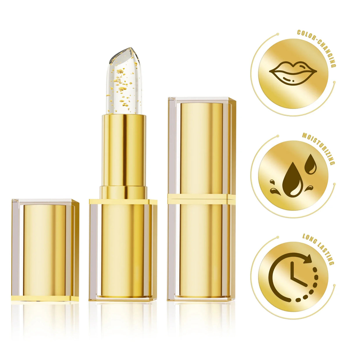 Hello Kiss Gold Foil Color-Change Plumping Lip Balm Longwear Color-Change Lip Balm QXL