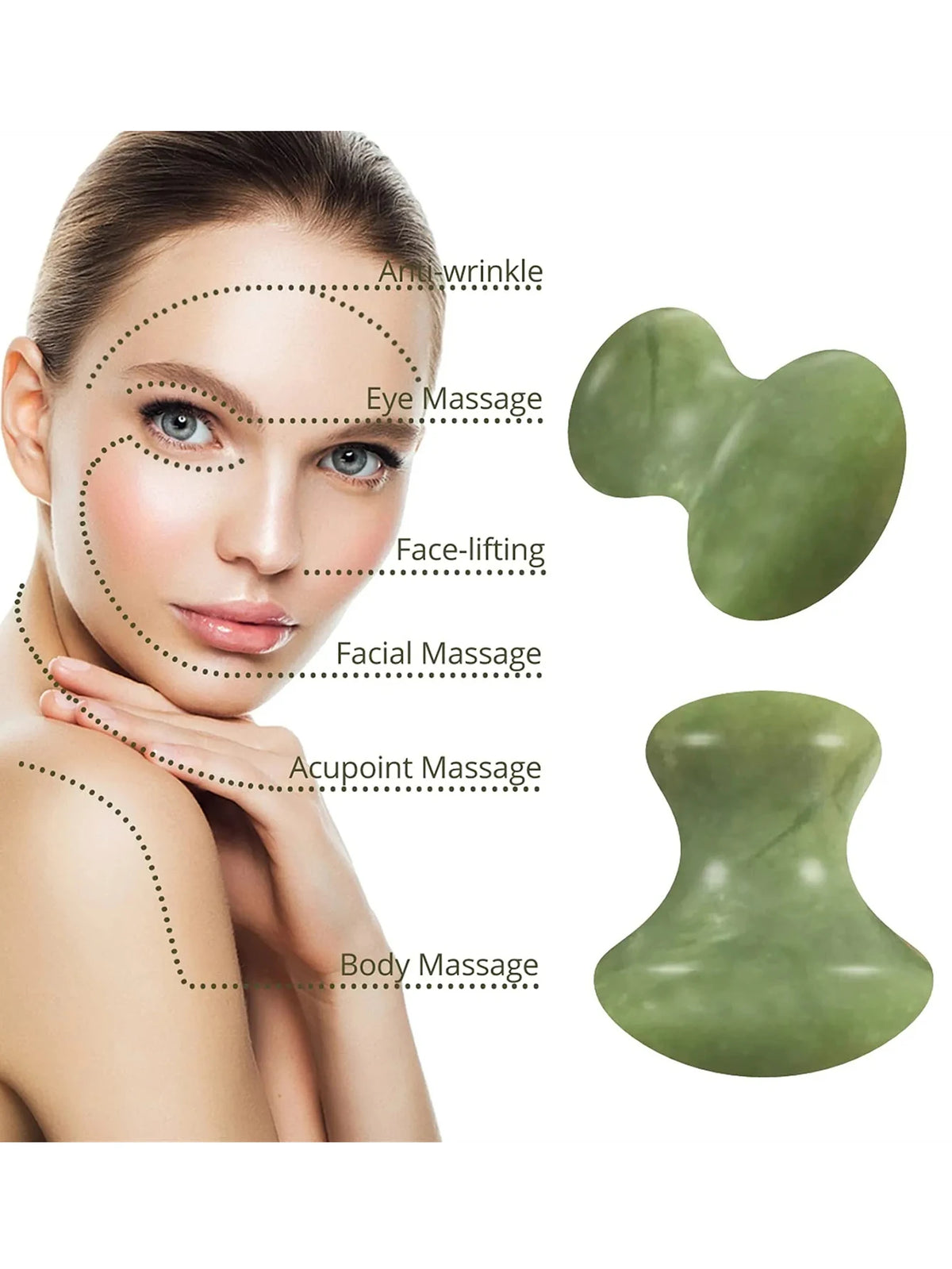 Green Quartz Mushroom Face Massager | Facial Roller Stone Facial Massage Stone QXL