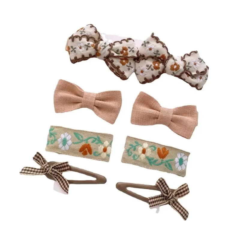 8-Pack Fabric Bow BB Hair Clips for Girls | Korean Barrettes Kids Hair Clips QXL