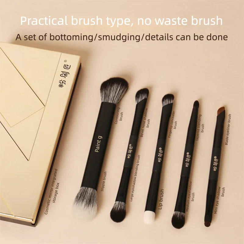 5-Pc Double-Head Eye Brush Set | Soft Synthetic Bristles Eye Makeup Brush Set QXL