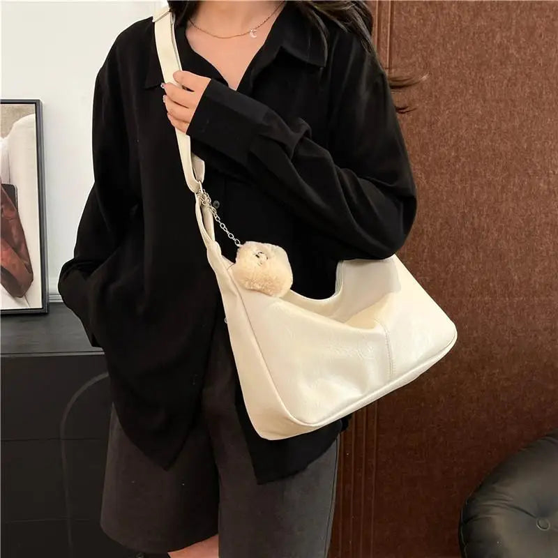 Retro PU Leather Shoulder Bag – Large Capacity Women's Tote Women's Shoulder Bag QXL