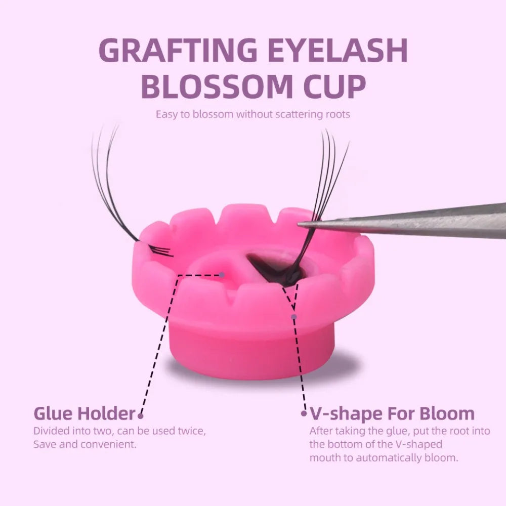 100-Pack Disposable Eyelash Glue Ring Holders – Pink & Clear Lash Glue Ring Holder QXL