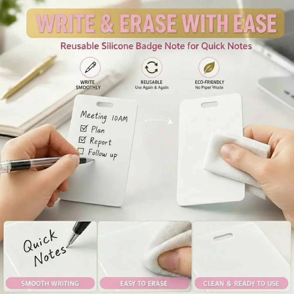 Reusable Wipe-Clean Plastic Badge Card & Label 8.5×5.4cm Reusable Badge Card QXL