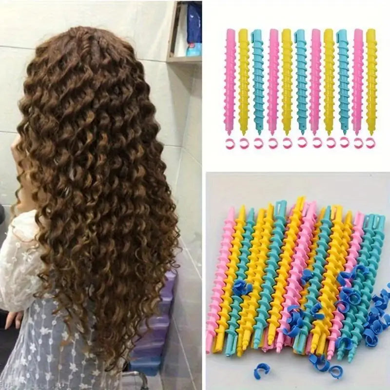 26-Piece Spiral Hair Curling Rods | Heat-Resistant DIY Set Hair Curling Rods QXL
