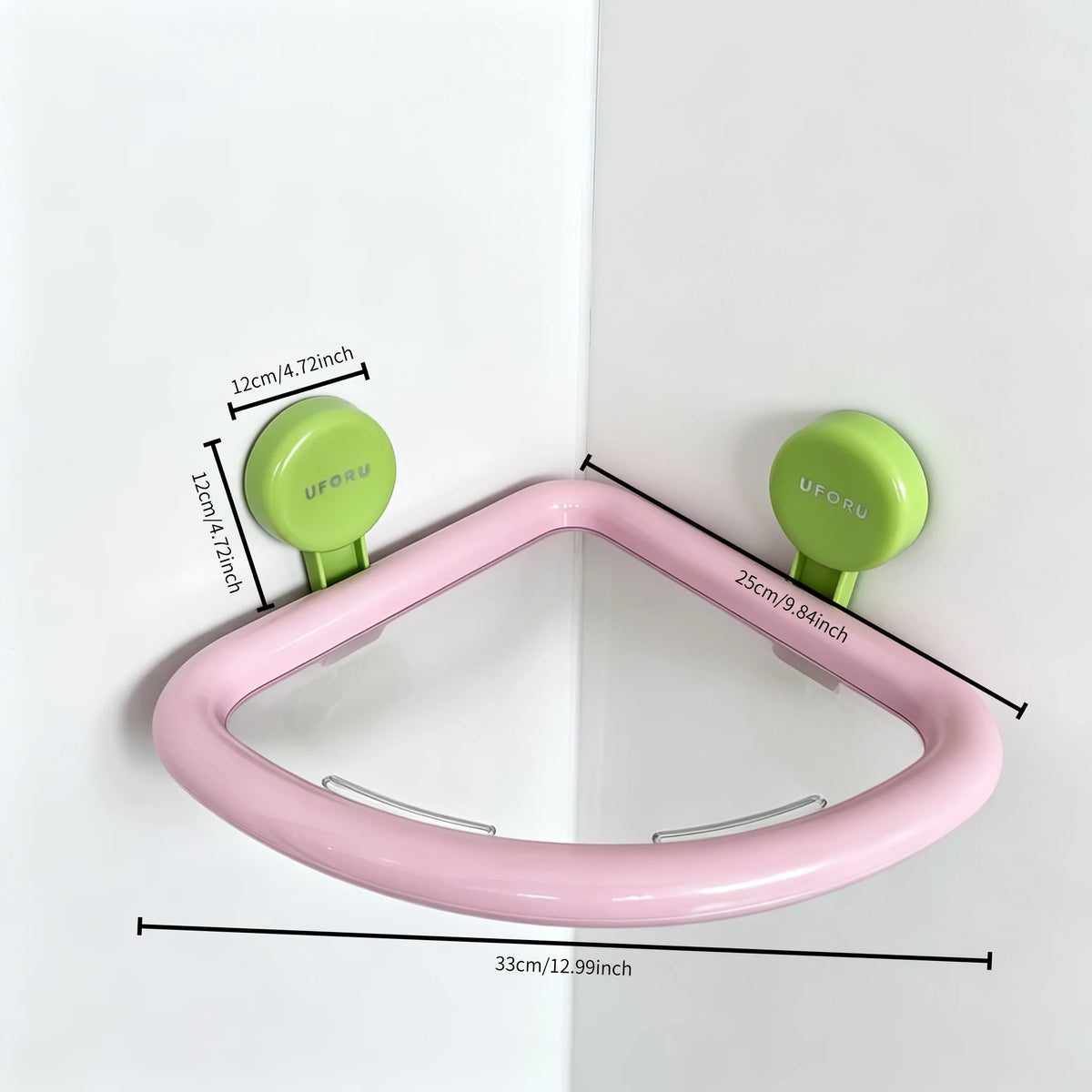 Wall-Mount Suction Cup Corner Shelf – No-Drill Bathroom Rack Bathroom Corner Shelf QXL pink